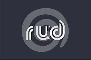 RUD Creative Unique Modern Letter Logo Design. Elegant Monogram Logo Design with Decorative Elements and Typography