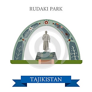 Rudaki Poet Park Dushanbe Tajikistan vector flat attraction