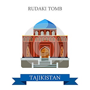 Rudaki Poet Tomb Tajikistan vector flat attraction sightseeing