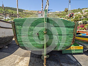 Rudder Of Brightly Painted Fising Boat Camara de Lobos