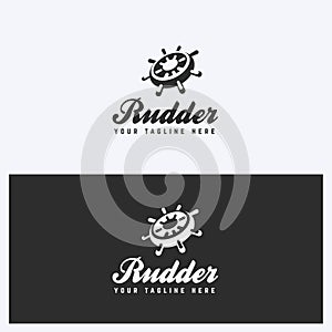 Rudder, Helm Logo Design Template. Sailing, Nautical Theme. Simple and Clean Style. Black and White Colors.