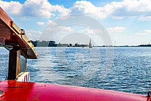 Rudder of a Historic Botter Boat on the Veluwemeer near the town of Bunschoten-Spakenburg