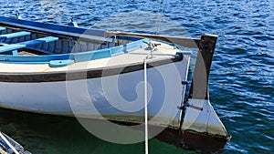 Rudder on Old Wooden Rowboat