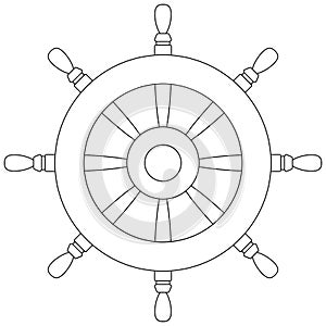 Rudder outline icon. Boat driving wheel coloring book page