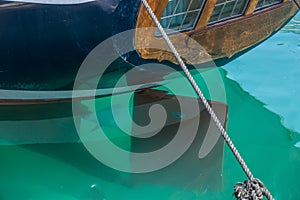 Rudder submerged part of the steering boat