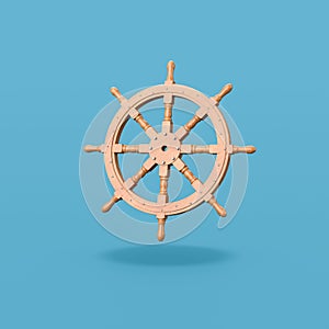 Rudder Wheel on Blue Background