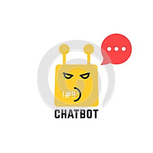 Rude yellow chatbot icon with red speech bubble