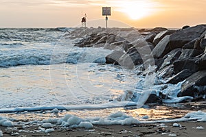 Rudee Inlet Jetty at Dawn at the Virginia Beach Oceanfront