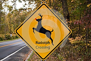 Rudolph The Red Nosed Reindeer crossing sign