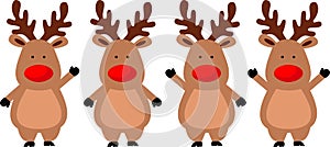 Rudolph the red-nosed reindeer. Reindeer illustration on white background Isolated