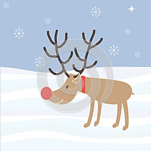 Rudolph Reindeer Christmas Holiday Vector Cartoon