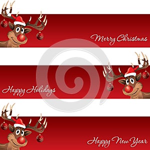 Rudolph the reindeer Christmas and new year banner