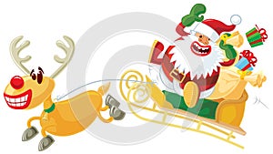 Rudolph and Santa on a sleigh