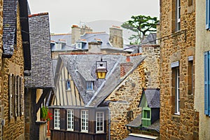 Rue de Jerzual  one of the most beautiful streets in Dinan  Brittany  France