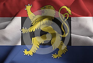 Ruffled Flag of Benelux Blowing in Wind