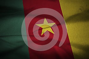 Ruffled Flag of Cameroon Blowing in Wind