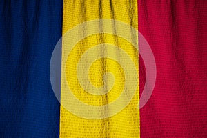 Ruffled Flag of Chad Blowing in Wind