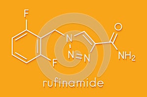 Rufinamide seizures drug molecule. Skeletal formula. photo