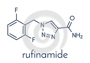 Rufinamide seizures drug molecule. Skeletal formula. photo