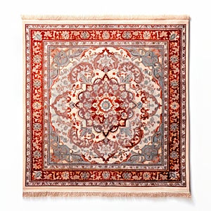 Persian Carpet With Ornamental Design On White Isolated Background