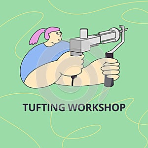 Rug tufting workshop invitation postcard