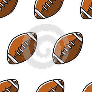 Rugby ball or American football equipment seamless pattern