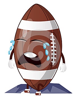 Rugby ball is crying, illustration, vector