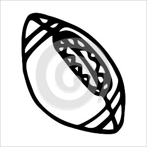 Rugby ball doodle style vector illustration isolated on white