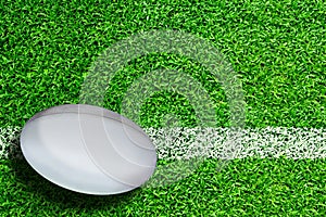 Rugby Ball on Field With Copy Space