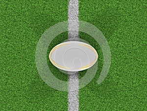 Rugby Ball On Grass Pitch