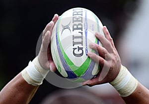 Rugby ball in hands