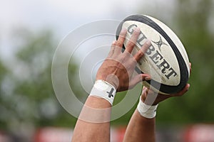 Rugby ball in hands