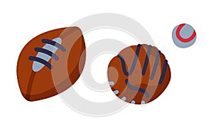 Rugby Ball and Helmet as Colorful Kids Toy Vector Set