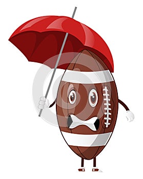 Rugby ball is holding an umbrella, illustration, vector