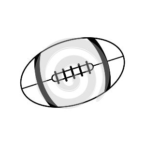 Rugby ball icon design American football. black and white vector illustration