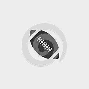 Rugby ball icon in a flat design in black color. Vector illustration eps10