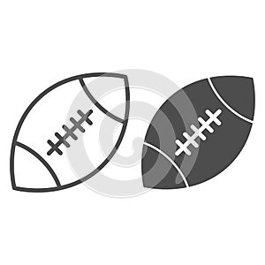 Rugby ball line and glyph icon. American football ball vector illustration isolated on white. Sport equipment outline