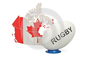 Rugby Ball with map of Canada, 3D rendering