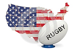 Rugby Ball with map of USA, 3D