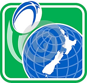 Rugby ball New zealand map