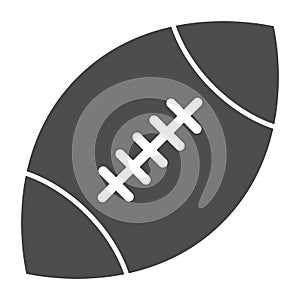 Rugby ball solid icon. American football ball vector illustration isolated on white. Sport equipment glyph style design