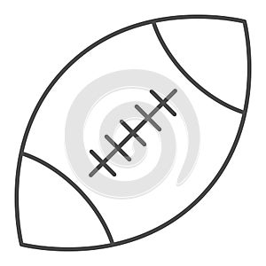 Rugby ball thin line icon. American football ball vector illustration isolated on white. Sport equipment outline style