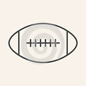 Rugby ball thin line icon. American football game outline style pictogram on beige background. Rugby sign for mobile