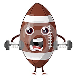 Rugby ball is training with weights, illustration, vector