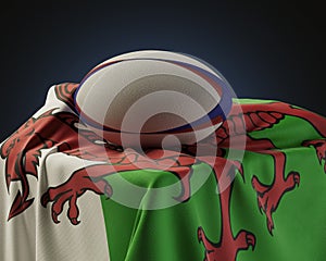 Rugby Ball And Wales Flag