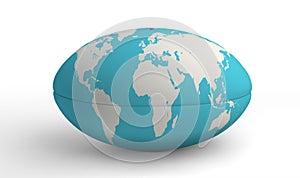 Rugby Ball World Map On White