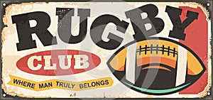 Rugby club retro sign post
