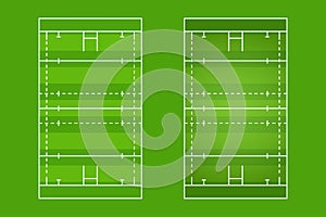 Rugby court flat design, Rugger field graphic illustration, Vector of rugby court