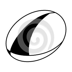 Rugby football ball line icon isolated on white
