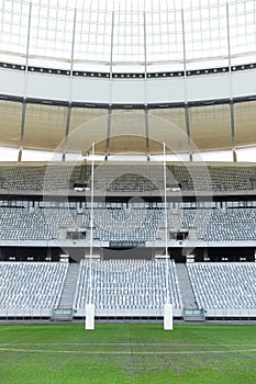 Rugby goal post in a stadium